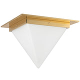 Patina Brass/Opal Glass 11inch Mineral Flush Mount-Pyramid by Alora Lighting