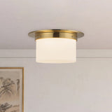 Patina Brass/Opal Glass 5x11inch Mineral Flush Mount-Round by Alora Lighting