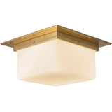 Patina Brass/Opal Glass 5x11inch Mineral Flush Mount-Square by Alora Lighting