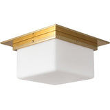 Patina Brass/Opal Glass 5x11inch Mineral Flush Mount-Square by Alora Lighting