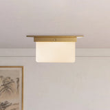 Patina Brass/Opal Glass 5x11inch Mineral Flush Mount-Square by Alora Lighting