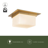 Patina Brass/Opal Glass 5x11inch Mineral Flush Mount-Square by Alora Lighting Light Source