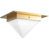 Patina Brass/Opal Glass 8inch Mineral Flush Mount-Pyramid by Alora Lighting