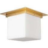 Patina Brass/Opal Glass 8x11inch Mineral Flush Mount-Square by Alora Lighting