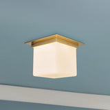 Patina Brass/Opal Glass 8x11inch Mineral Flush Mount-Square by Alora Lighting