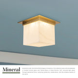 Patina Brass/Opal Glass 8x11inch Mineral Flush Mount-Square by Alora Lighting
