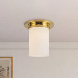 Patina Brass/Opal Glass 8x8inch Mineral Flush Mount-Round by Alora Lighting