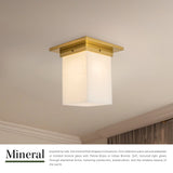 Patina Brass/Opal Glass 8x8inch Mineral Flush Mount-Square by Alora Lighting