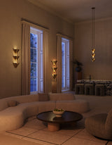 Patina Brass 28inch Versus Wall Sconce by Alora Lighting in Living Room