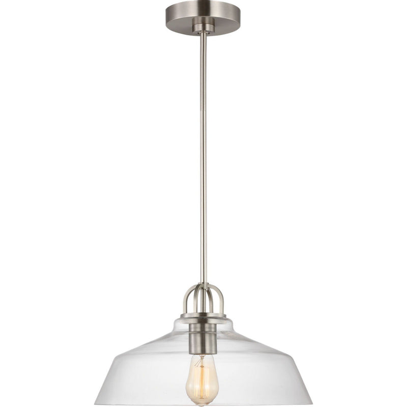 Payton Pendant — 15", Clear, Brushed Steel