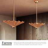 Peach 25inch Furrow Pendant by Alora Lighting