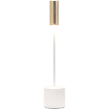 Pearl White-Brushed Brass Carolina Pro Portable Table Lamp by Zafferano