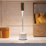 Pearl White-Brushed Brass Carolina Pro Portable Table Lamp by Zafferano