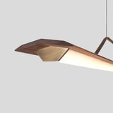 Penna Linear Pendant by Cerno, walnut and distressed brass end-cap detail