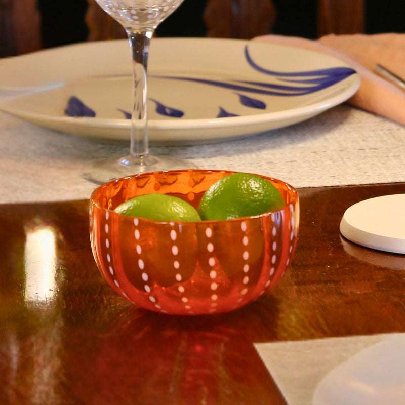 Perle Small Bowl Set of 4 Orange By Zafferano-Lifestyle View