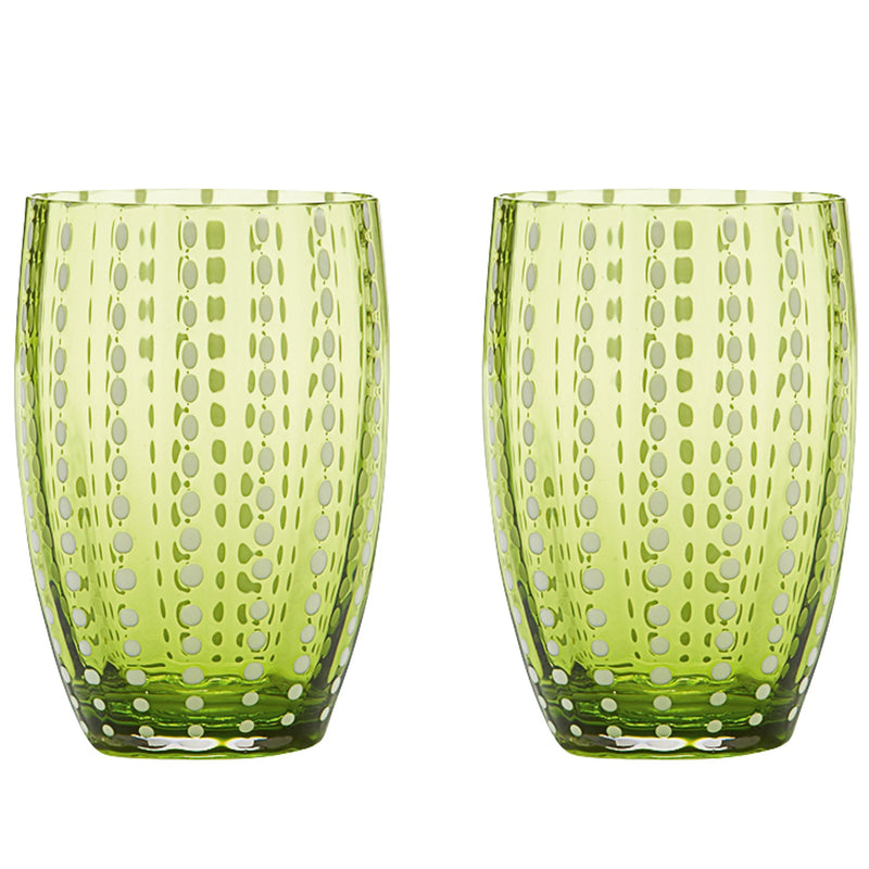 Perle Tumbler Set Of 2 Apple Green By Zafferano