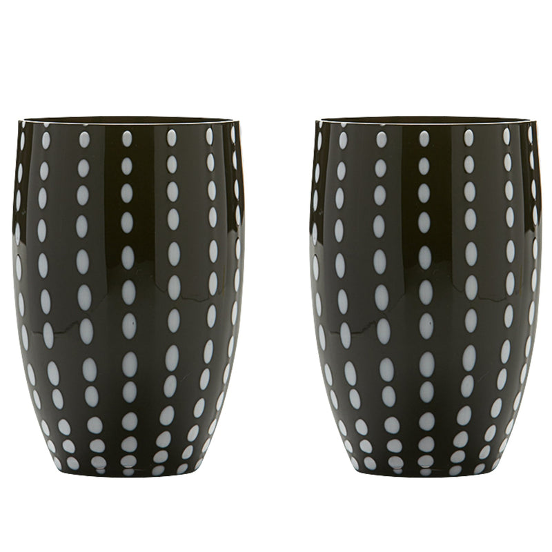 Perle Tumbler Set Of 2 Black By Zafferano