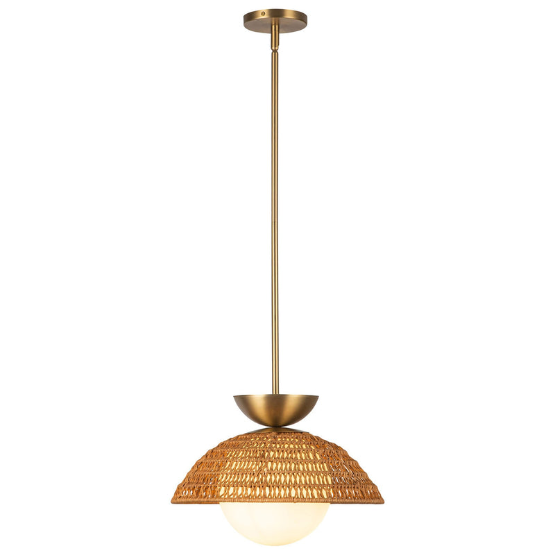 Perth Pendant Light Brushed Gold Opal Matte Glass By Alora Front View