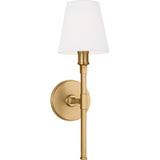 Perth Single Wall Sconce — 5 1/2", White Linen, Burnished Brass