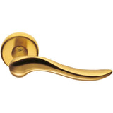 Peter Door Lever in Satin Gold by Colombo Design