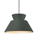 Pewter Green Black Cord Trapezoid Medium Ceramic Pendant by Justice Design