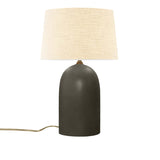 Pewter Green Cream Linen Fabric Ceramic Tall Kava Table Lamp with Fabric Shade by Justice Design