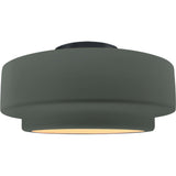 Pewter Green Matte Black Ceramic Small Tier Semi-Flush by Justice Design