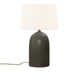 Pewter Green White Linen Fabric Ceramic Tall Kava Table Lamp with Fabric Shade by Justice Design