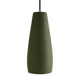 Phobos Ceramic Pendant Light by Geo Contemporary in Military Green ceramic with a brown cord