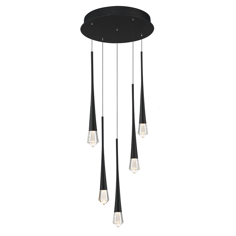 Pierce LED Pendant by ET2 - 5-Light, Black