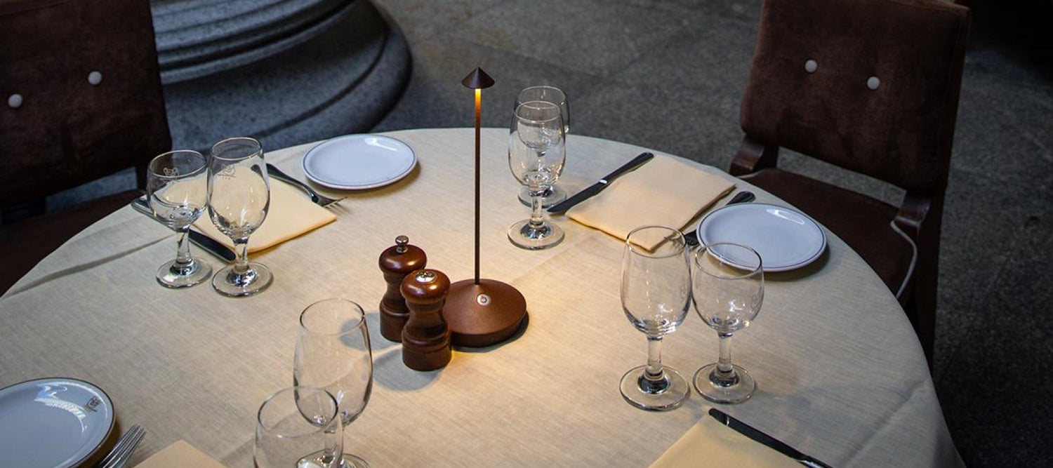Pina Pro Portable Cordless Table Lamp by Zafferano in Rust | Casa Di Luce Lighting