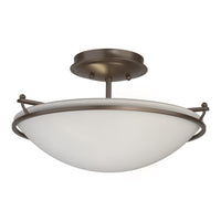 Plain Semi-Flush Mount Small in Bronze, Opal Glass by Hubbardton Forge