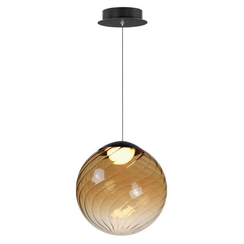 Planetary 1 Light LED Pendant Amber By ET2 With Light