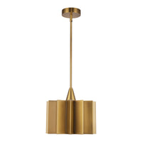 Plisse Drum Pendant — Aged Gold
