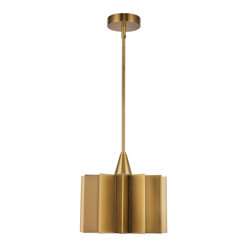 Plisse Drum Pendant — Aged Gold