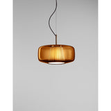Plisse Pendant Light 12" Bronze Dark Amber / Light Grey
