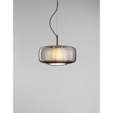 Plisse Pendant Light 12" Bronze Smoke / Green