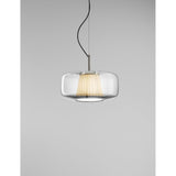 Plisse Pendant Light 12" Matte Steel Crystal / Light Grey