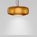 Plisse Pendant Light 17" Bronze Dark Amber / Dark Grey