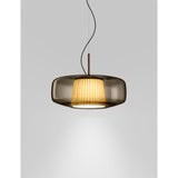 Plisse Pendant Light 17" Bronze Smoke / Light Grey