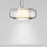 Plisse Pendant Light 17" Matte Steel Crystal / Light Grey