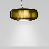 Plisse Pendant Light 17" Matte Steel Old Green / Light Grey