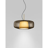 Plisse Pendant Light 17" Matte Steel Smoke / Light Grey