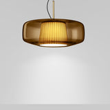 Plisse Pendant Light 17" Matte Steel Terracotta / Green