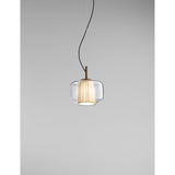 Plisse Pendant Light 7" Bronze Crystal / Green