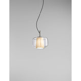 Plisse Pendant Light 7" Matte Steel Crystal / Light Grey