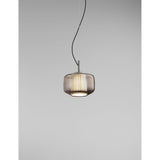 Plisse Pendant Light 7" Matte Steel Smoke / Green