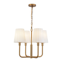 Plisse White Shade Chandelier — 23 Inch, Aged Gold