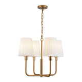 Plisse White Shade Chandelier — 23 Inch, Aged Gold