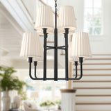 Plisse White Shade Chandelier — Chandelier